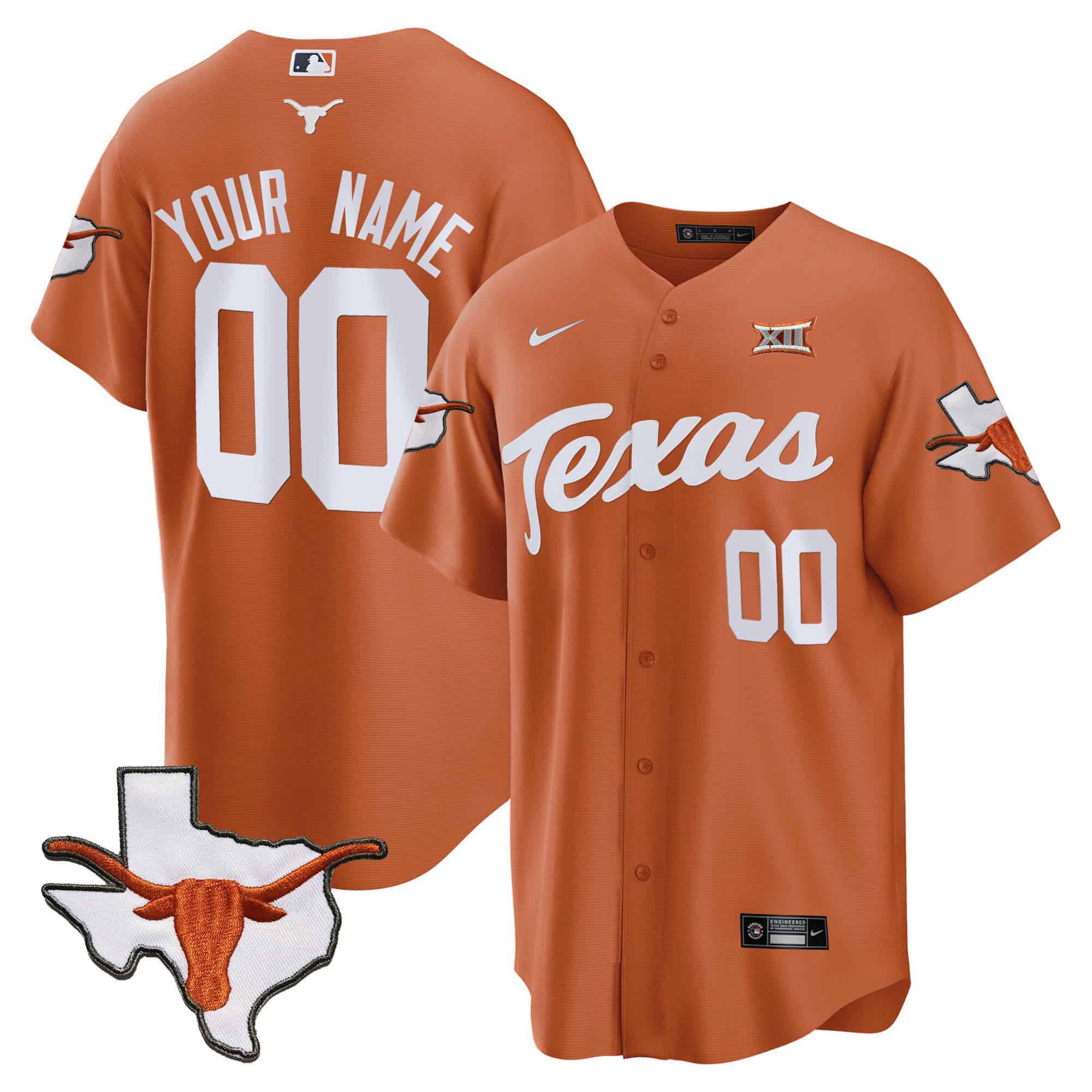 Men Texas Longhorns Orange 2024 Nike Baseball Custom NCAA Jersey style 1